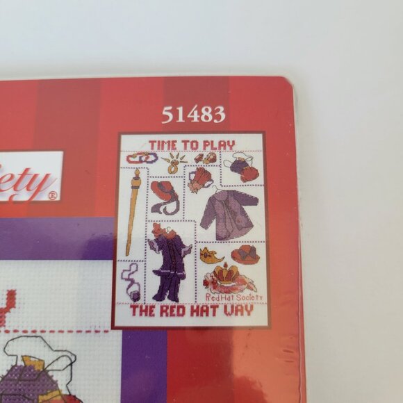 Vtg Candamar Designs Red Hat Society Counted Cross Stitch Kit 51483 Time To Play - Picture 4 of 6